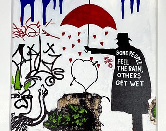 Upcycled Art Giclee Canvas Print: "Some People Fell the Rain..." by Carlos Eduardo Plaza (20x20")