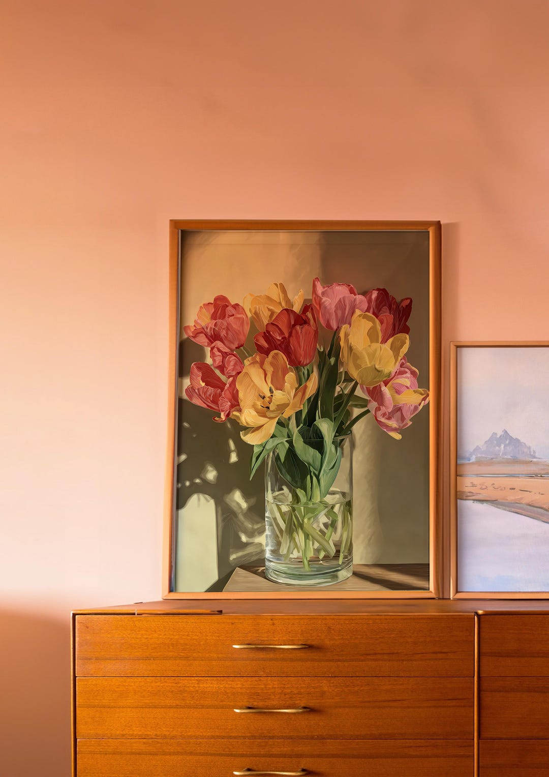 Tulip Bouquet Poster - Still Life Painting - Sunburst Floral Decoration ...
