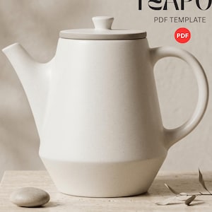 Patroon voor een theepot van plaatkeramiek, sjabloon voor beginners in het maken van keramiek (PDF-download)