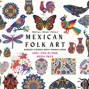 Mexican Folk Art SVG Bundle, Otomi Design Digital Download