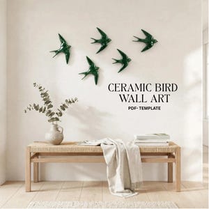 Plantilla para cerámica, decoración de pared de arte popular con motivos de aves (PDF SVG AI)
