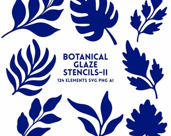 Pottery Glaze Stencil SVG, Ceramic Botanical Art (Digital Download)