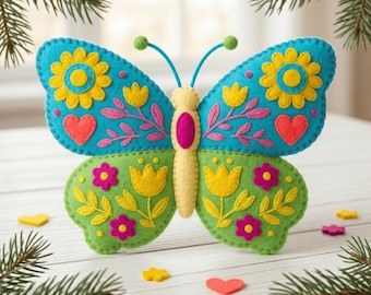Scandinavian Felt Ornament Pattern Butterfly Sewing Pattern, Nordic Folk Embroidery Templates (1 PDF)