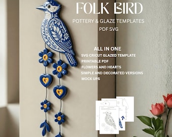 Slab Pottery Template, Ceramic Bird Wall Hanging, Beginner Clay Pattern (PDF Digital Download)