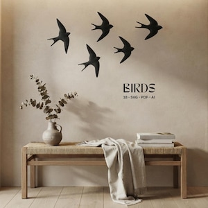 Slab Pottery Template Folk Bird Wall Hanging Decor (PDF SVG AI)
