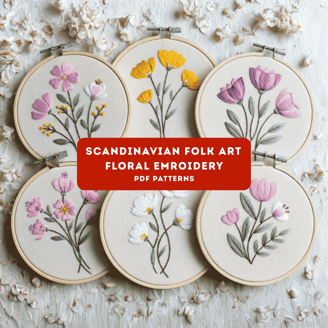 Scandinavian Folk Embroidery Patterns, Nordic Floral Designs (PDF ...