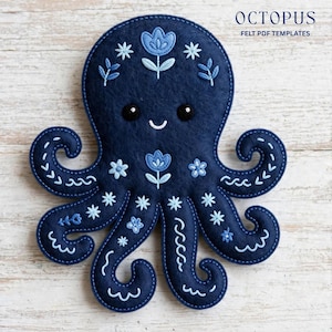 Ocean Animals Felt Octopus Sewing Pattern (PDF Download)