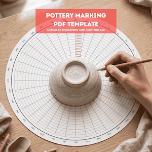 Pottery Engraving Marking Template, Ceramic Painting Layout, Bowl Decorating Aid (Digital Download)