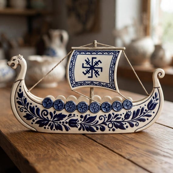 Slab Pottery Template, Viking Longship Ceramic Pattern, Nordic Decor DIY Project (PDF Download)