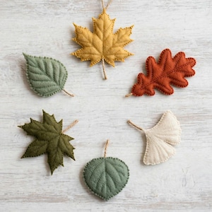Felt Leaf Ornament Sewing Pattern, Autumn Garland DIY (6 PDF Templates)