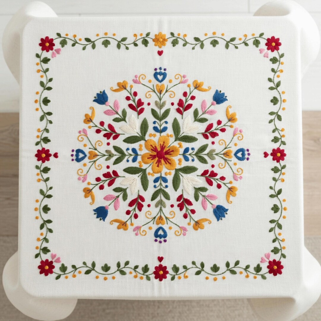Scandinavian Folk Embroidery Pattern PDF, Nordic Floral Table Cloth ...