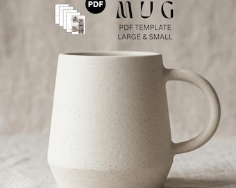 Slab Pottery Template Mug, Beginner Ceramic Slab Building DIY Pattern (PDF Download)