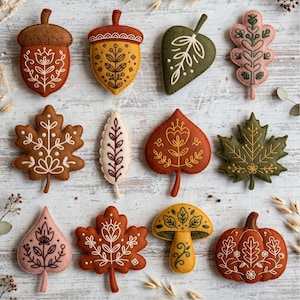 Fall Felt Ornament Sewing Pattern, Acorn Leaf Template (PDF Download)