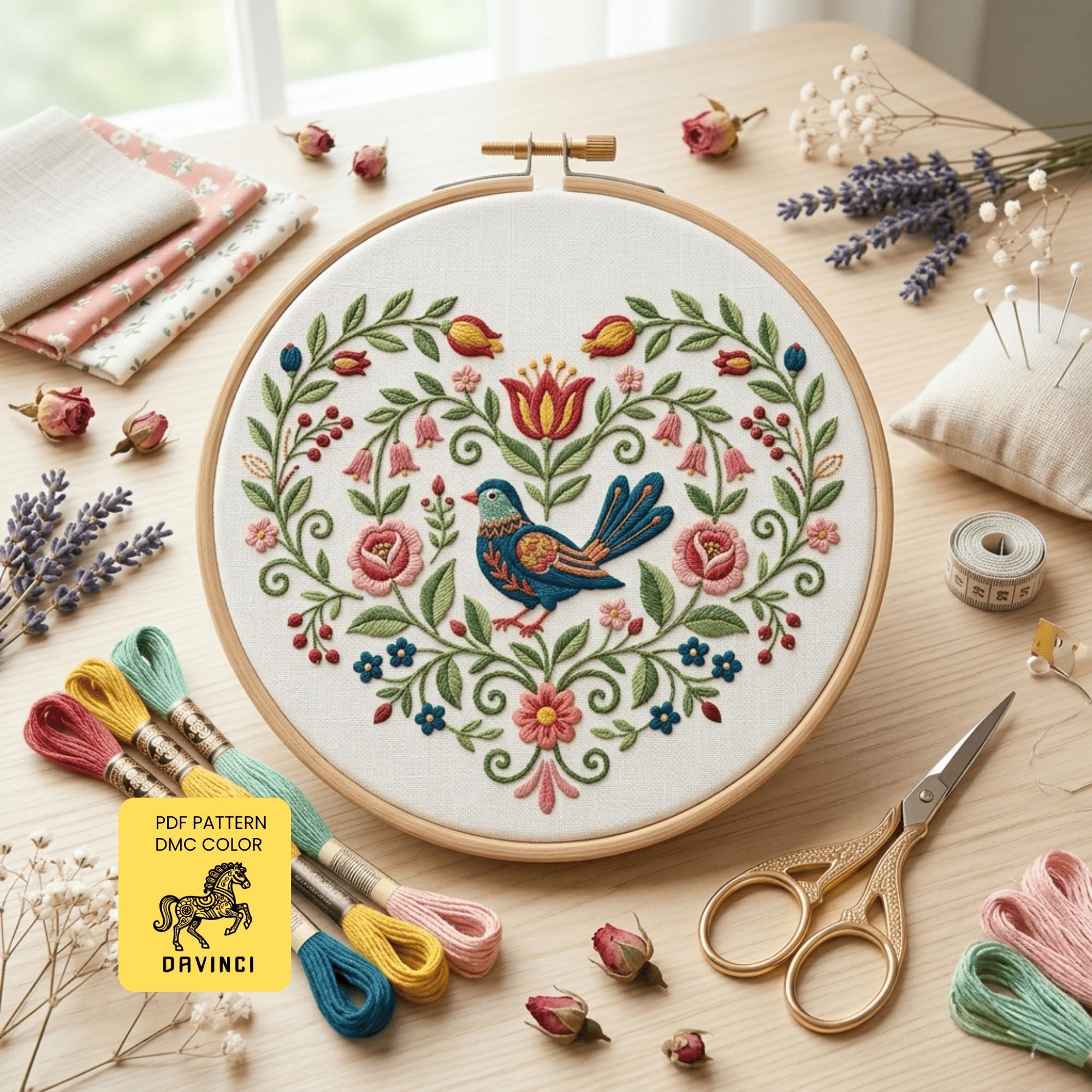 Scandinavian Folk Embroidery Pattern, Nordic Floral Designs (PDF ...