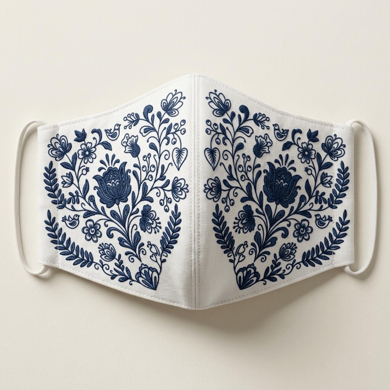 Nordic Floral Face Mask Sewing Template - Scandinavian Folk Hand ...
