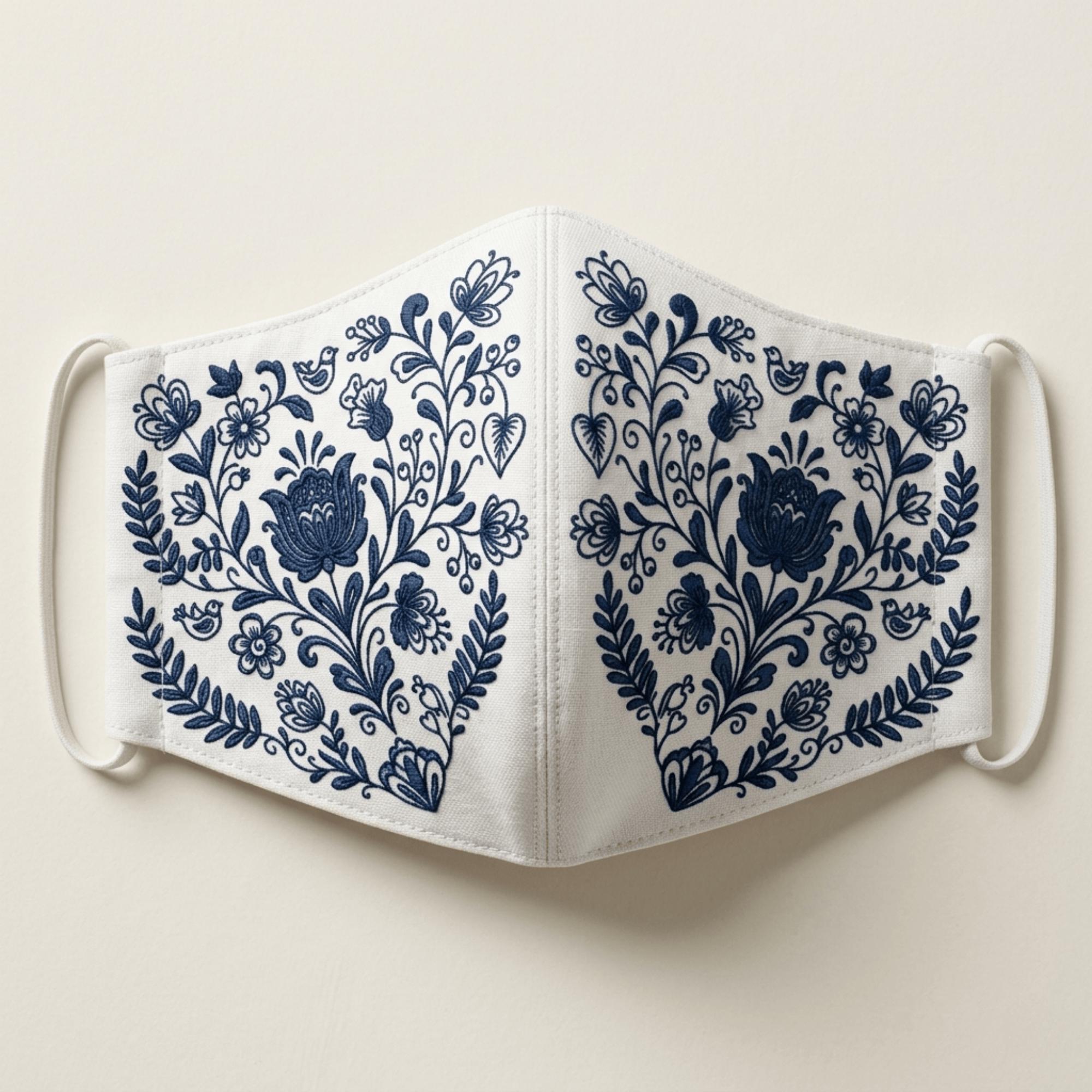 Nordic Floral Face Mask Sewing Template - Scandinavian Folk Hand ...