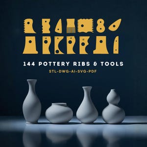 144 個の陶器リブテンプレートとセラミックツール STL SVG バンドル、レーザーカット (デジタルダウンロード)