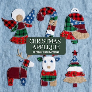 Applikations-Quiltmuster, Patchwork, Weihnachten, Nähen, Basteln, 24 PDF- und SVG-Vorlagen