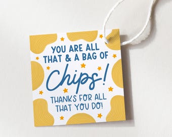 Etiqueta de regalo con papas fritas, Etiqueta para la Semana de Agradecimiento a Maestros y Empleados, Etiquetas de agradecimiento imprimibles, Descarga digital