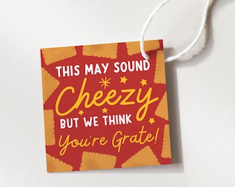 Cheese Snack Thank You Tag, This May Sound Cheesy Cracker Food Tag For Teacher Coach Employee Appreciation Week, Digital Download