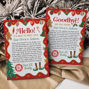 Brief van de elf, Afscheid van de elf, Aankomstbrief van de elf, Vertrekbrief van de elf, Printbare kerstbrief, Brief van de kerstman, Bewerken op Canva