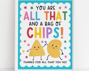 Bordje chips waardering voor leraar en personeel Waarderingsweek, dat alles en een zak chips Snackbord voor werknemer, digitale download