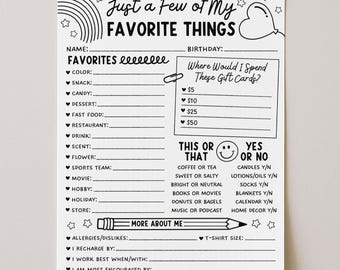 Vragenlijst medewerkers favoriete dingen, afdrukbare sjabloon medewerkerslijst favorietenlijst, leer mij-enquête, bewerken met Canva