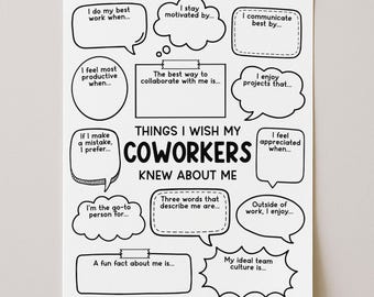 All About My Coworker, Things I Wish My Coworkers Knew About Me, All About Me Survey, Team Building Questionnaire Template, Edit With Canva