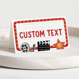 Movie Theme Food Tent Cards Template, Hollywood VIP Buffet Food Labels, Red Carpet Teacher Appreciation Week Decor, Edit With Canva