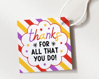 Leraar werknemer waardering cadeaukaartje, bedankt voor alles wat je doet snack snoep traktatie etiketten voor personeel collega afdrukbare, digitale download