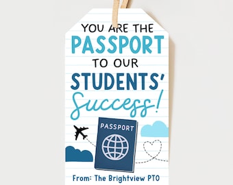 Travel Theme Teacher Appreciation Tags, Airplane Tags For Teacher Week, First Class Teacher VIP Room Service Labels, Edit With Canva