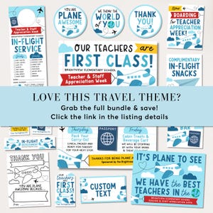 Travel Theme Teacher Appreciation Week Banner Printable, Airplane Around The World Teacher Week Poster Template, Edit With Canva image 4