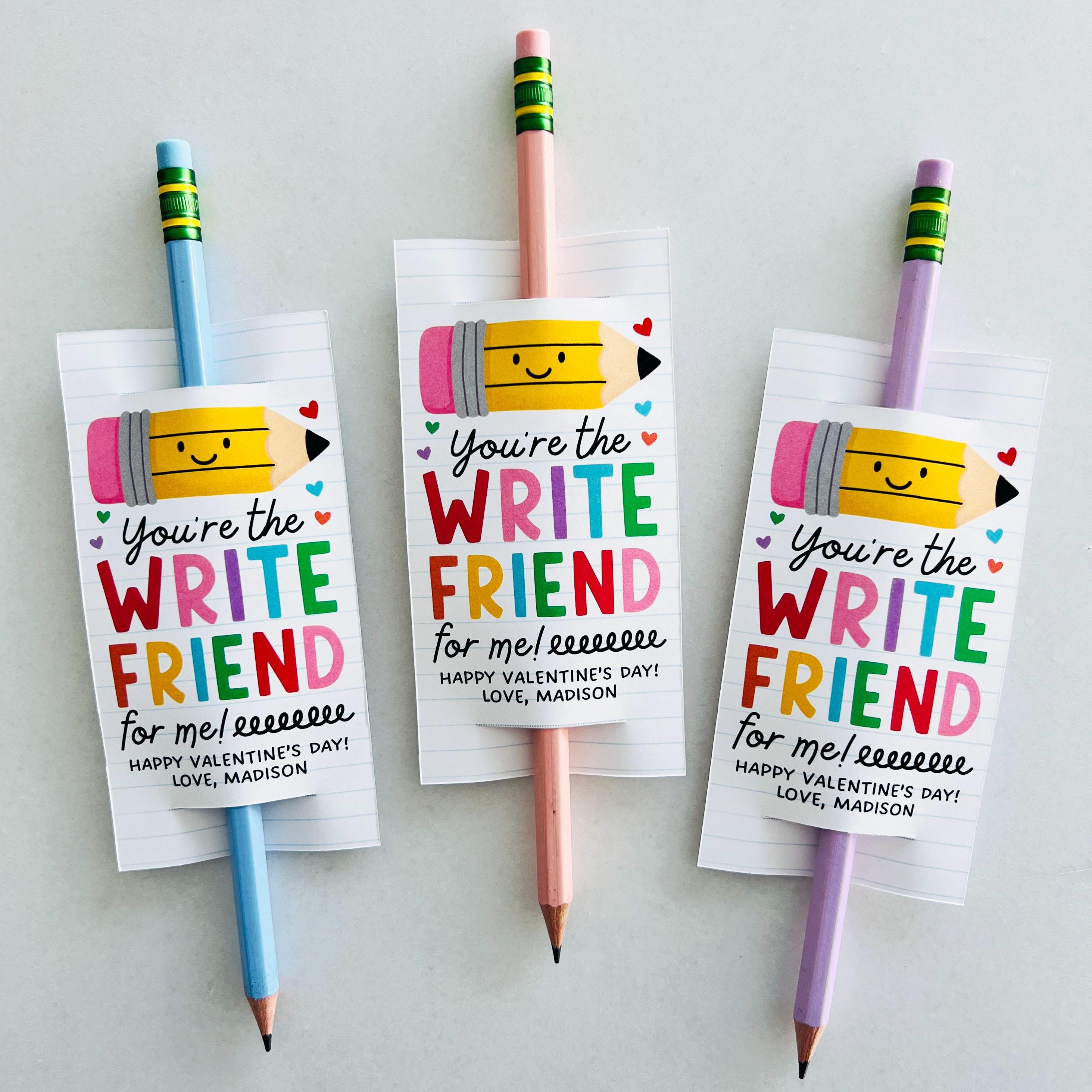 Write Valentine Pencil Holder Tag, Valentine's Day Gift Tags for Kids ...