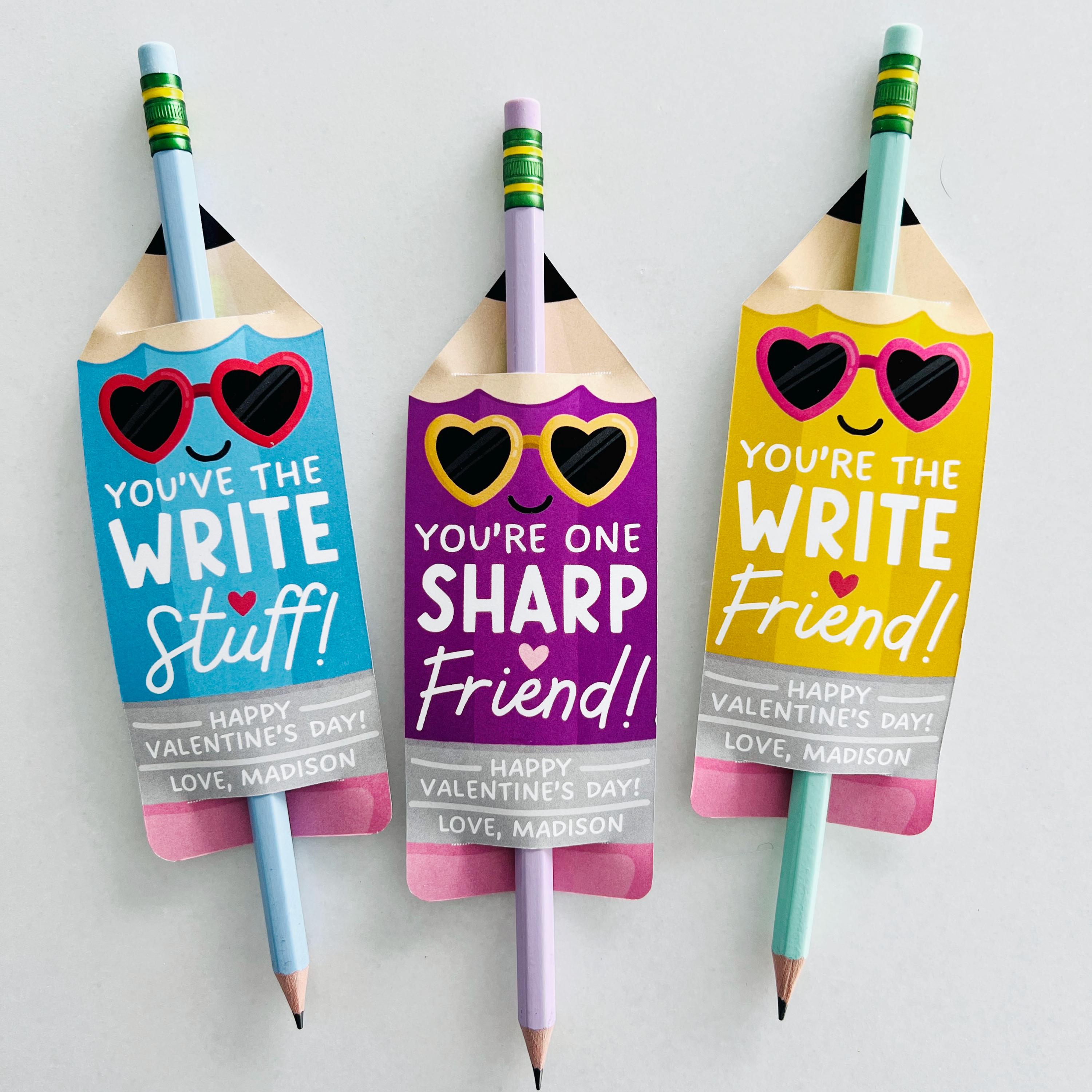 Valentine Pencil Holder Tag for Kids, Write Valentine Pencil Labels ...