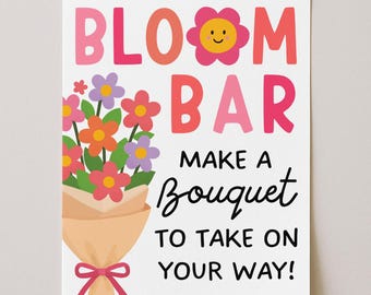 Letrero floral para la semana del maestro, Letrero floral imprimible, Letrero para crear un ramo para la semana del maestro, Mesa de agradecimiento, Descarga digital