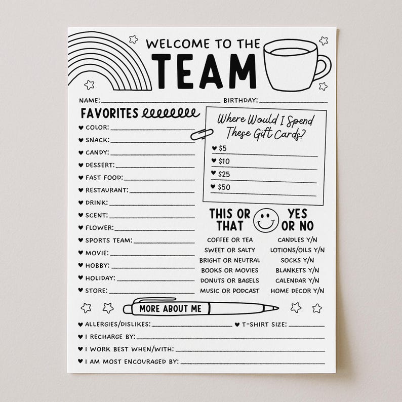 Team Building Staff Appreciation Questionnaire