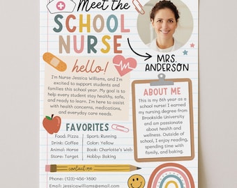 Meet the School Nurse Boho Template, Back To School Nurse Welcome Letter, First Day Of School Classroom Newsletter, Edit With Canva