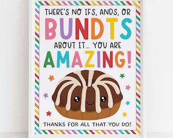 Letrero de agradecimiento Bundt, letrero Bundt para mesa de postres, agradecimiento Bundt por la Semana de agradecimiento a maestros y personal, descarga digital