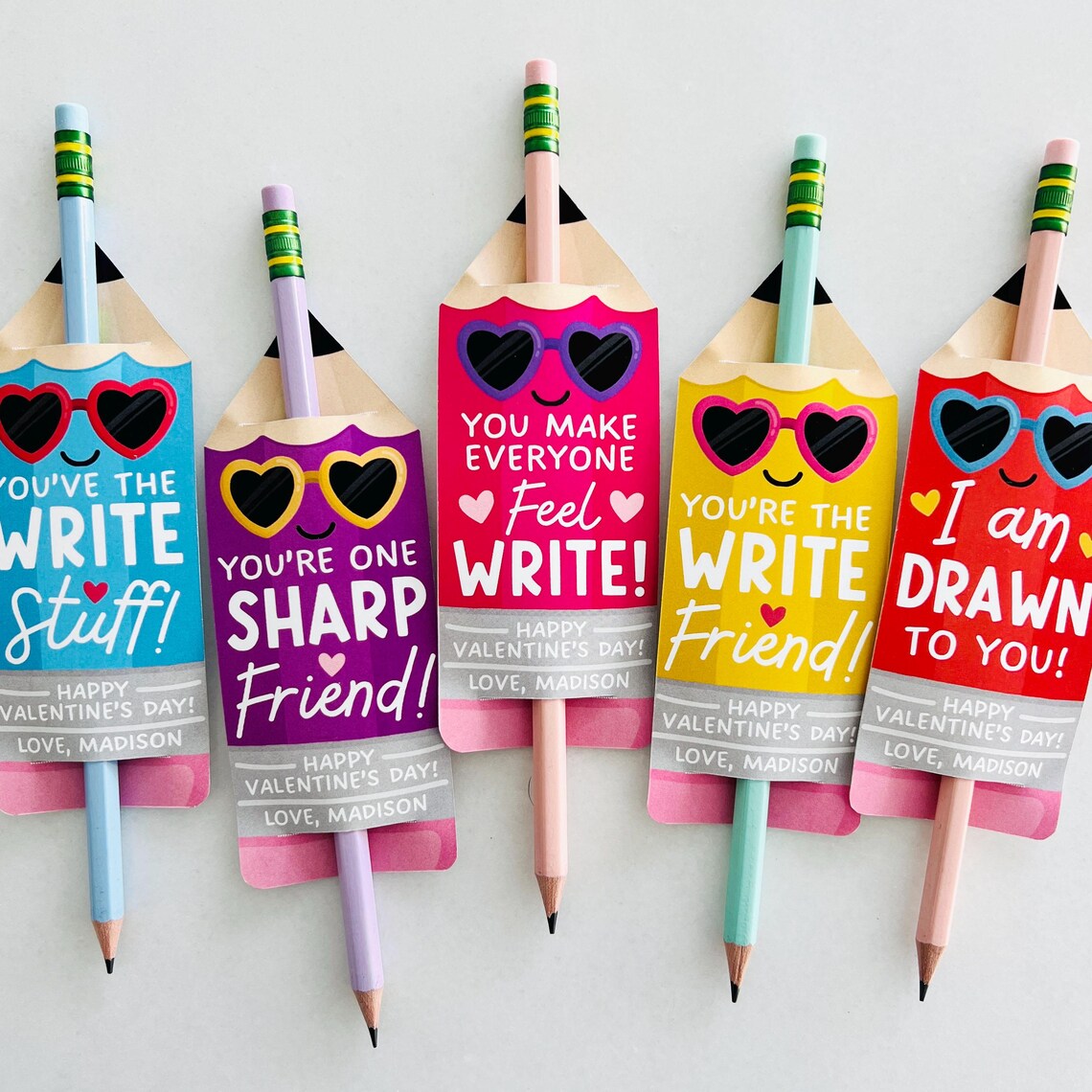 Valentine Pencil Holder Tag for Kids, Write Valentine Pencil Labels ...