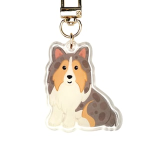 Blue Merle Rough Collie / Sheltie Dog Keychain