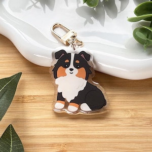 Australian Shepherd Bag Keychain Tri-Coloured Australian Shepherd Dog Keychain Zazzle
