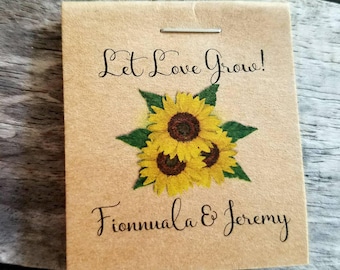 Wedding Favors Bridal Shower Favors Sunflowers MINI Seeds Let Love Grow Birthday Flower Seed Packets Shabby Chic Rustic Cute & Little