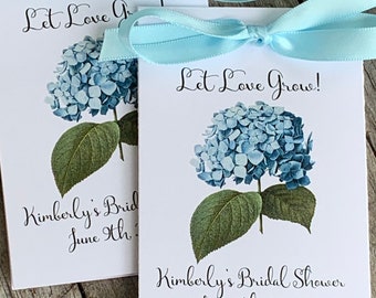 Personalized Blue Floral Hydrangea Wedding Party Favor Labels, Bridal Shower Party Favors, 30 stickers per page, STICKERS ONLY :