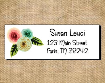 30 Custom Vintage Pink Rose Art Personalized Address Labels