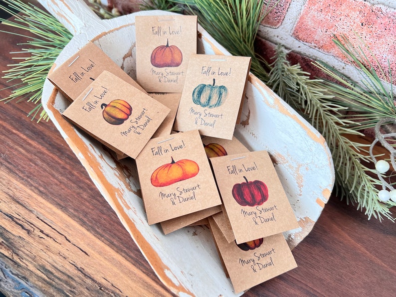 MINI Fall in Love , Flower Seed Packets, Pumpkin themed , Autumn , Fall in Love Flower Seed Packets zdjęcie 2