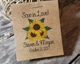 SUNFLOWER Wedding Reception Favors |Bridal Shower Favors Seed Packets Party Favors