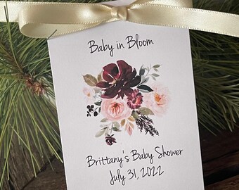 Seed Packet Favors | Baby in Bloom, Wildflowers, Eco Friendly gift, custom seed wedding favors, SEEDS Included, elegant baby shower favors