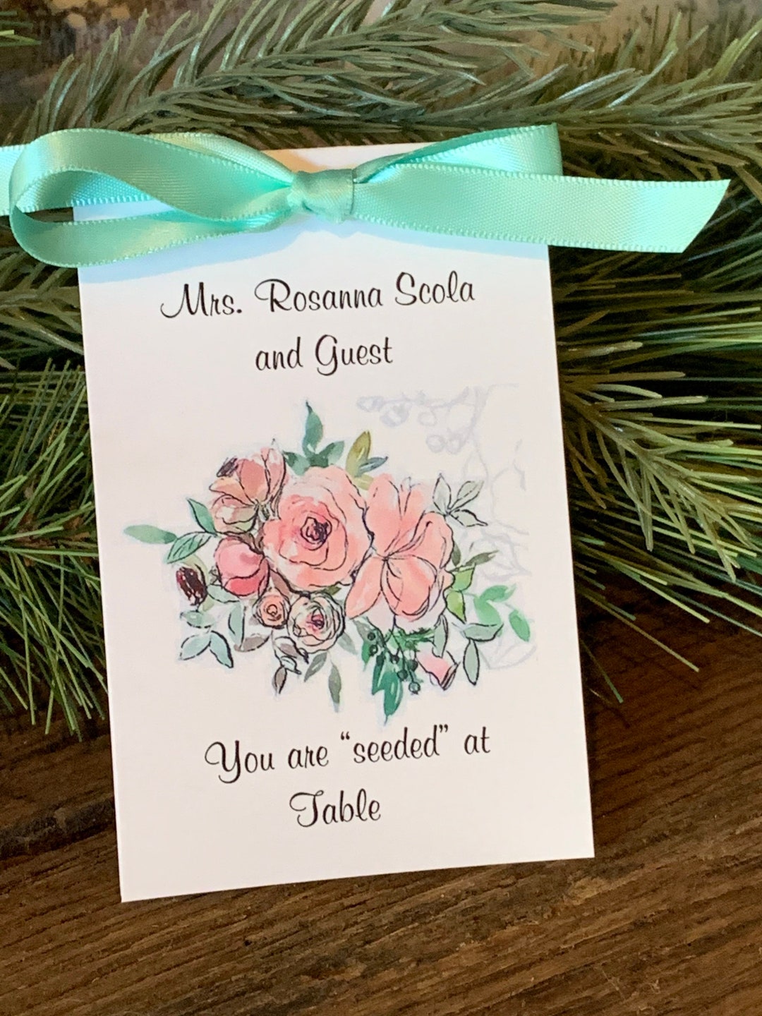 Wedding Reception Place Cards Printed With Guest Name and Table Number