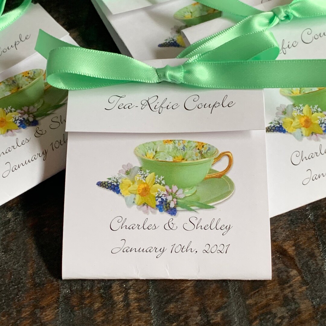 Green Springtime Teacup Tea Bag Bridal Shower Wedding Party Favors ...