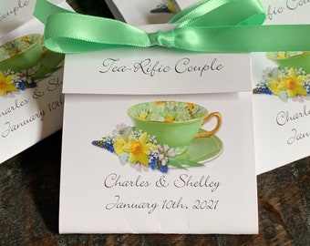 Green Springtime Teacup Tea Bag Bridal Shower Wedding Party Favors Christmas in July CIJ